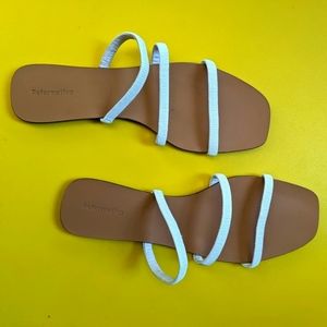 Reformation | Ruched White Flat Sandal